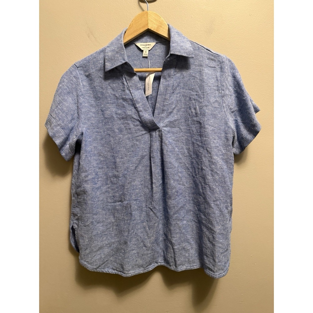 Banana Republic Womens Blue Linen Blend Blouse Top Size Small New With Tag